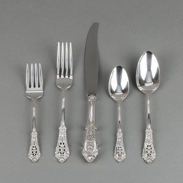 WALLACE Rose Point Sterling Silver Flatware - 12 Place Settings +