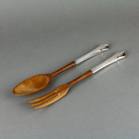 WALLACE Grand Colonial Sterling Silver Handle Wooden Salad Servers