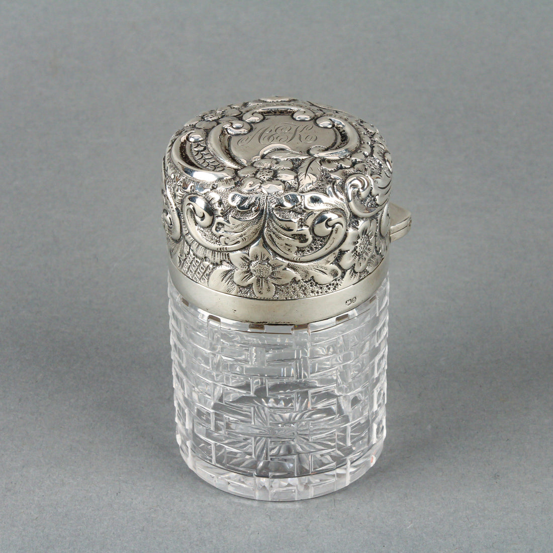 Sterling Silver Top Cut Crystal Perfume Bottle