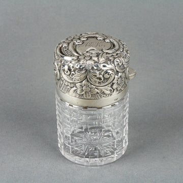 Sterling Silver Top Cut Crystal Perfume Bottle
