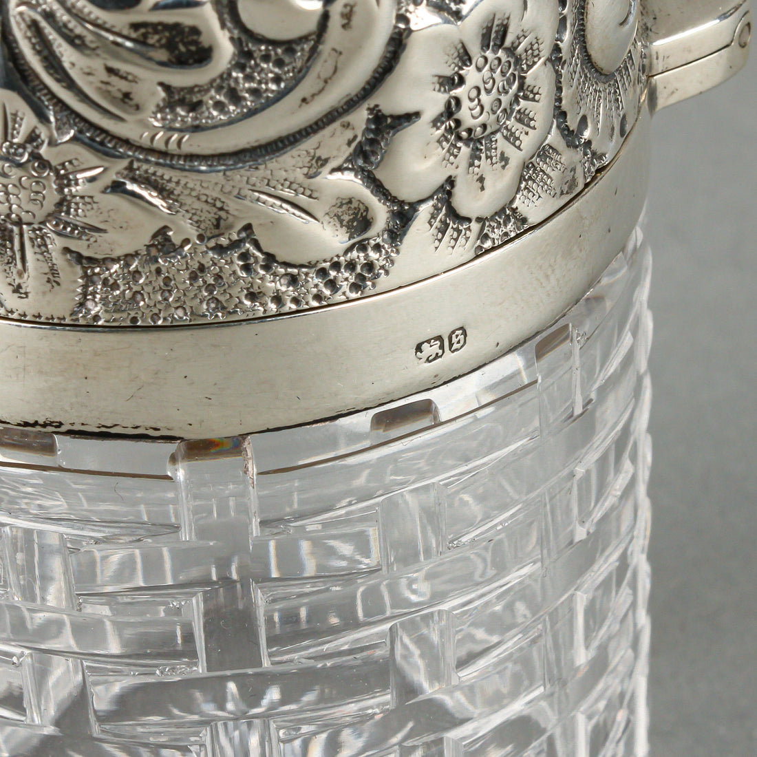 Sterling Silver Top Cut Crystal Perfume Bottle
