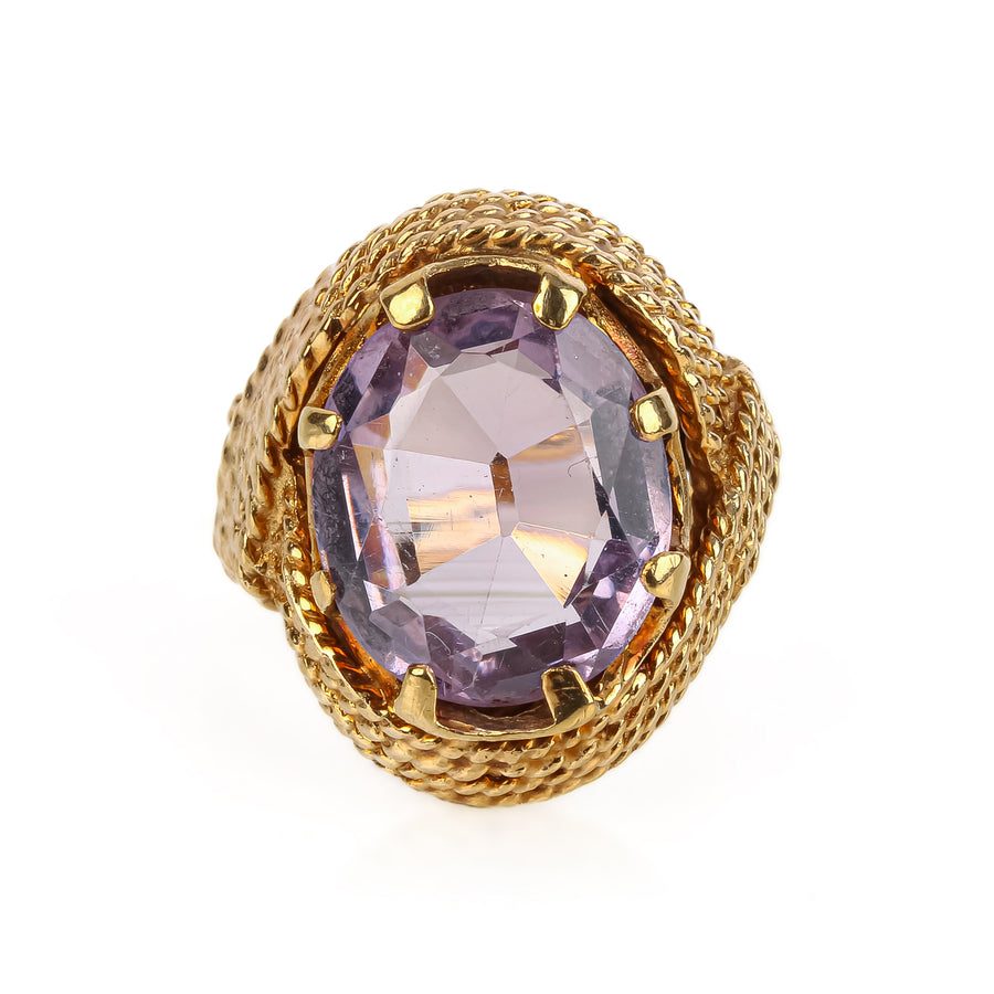9K Yellow Gold Oval Amethyst Ring