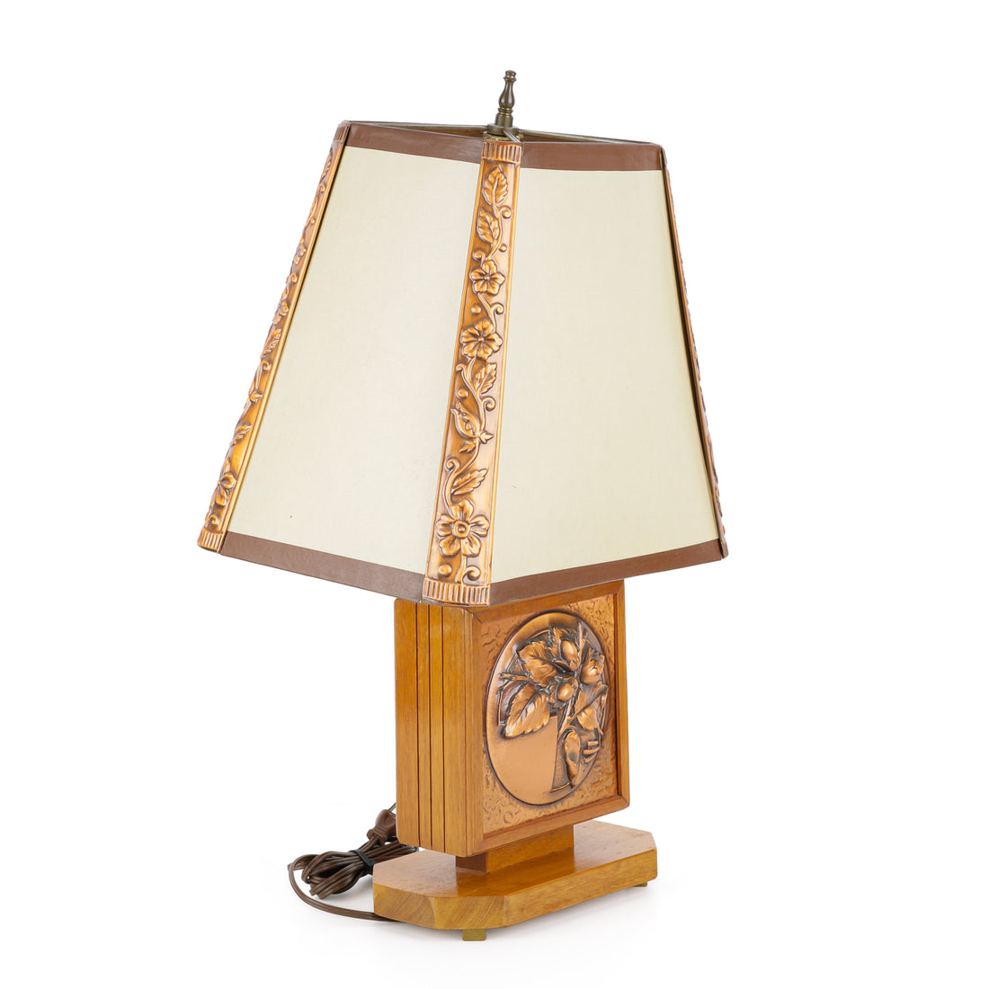 ALBERT GILLES Copper Repousse Table Lamp