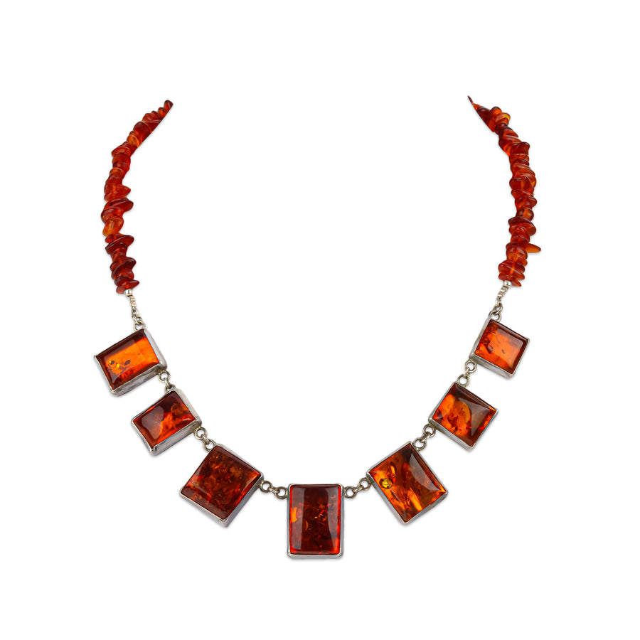 ARIK IDAN Sterling Silver Amber Collar Necklace