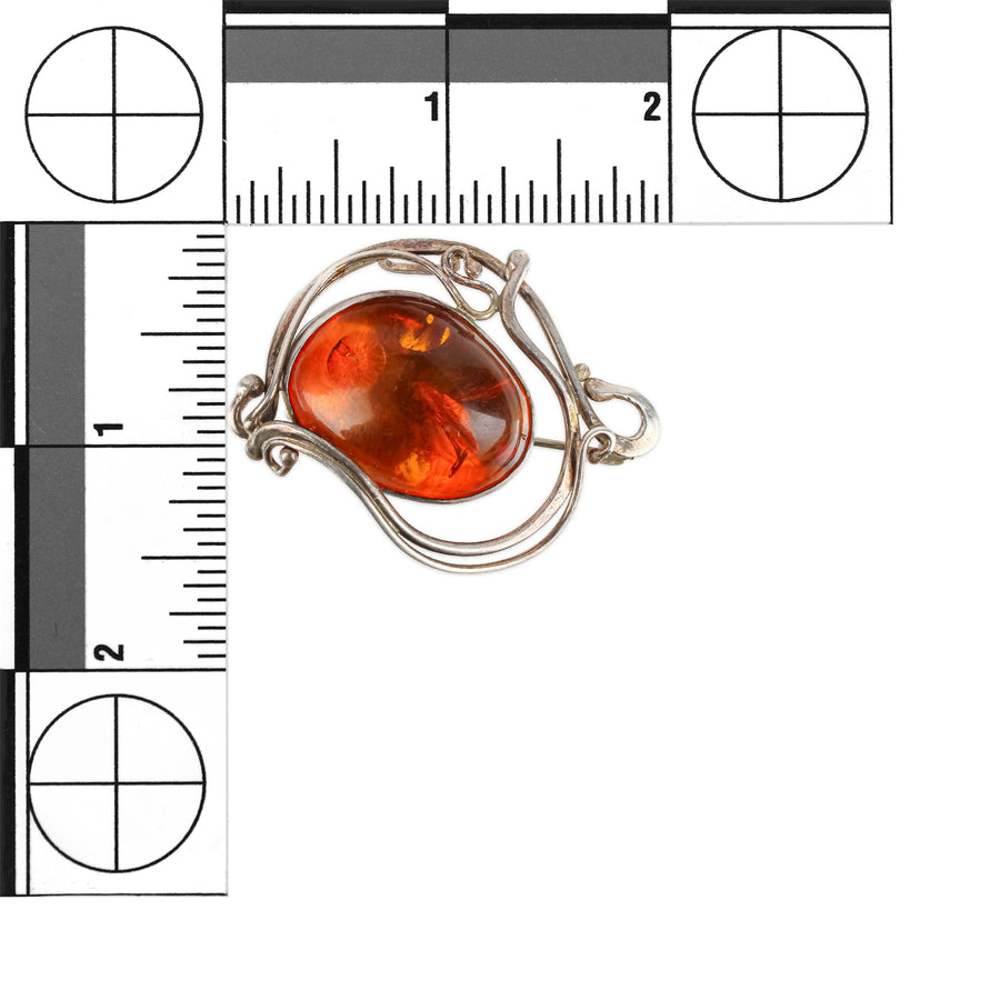 ARIK IDAN Sterling Silver Baltic Amber Pin Pendant