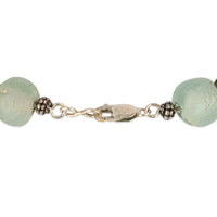 ARIK IDAN Sterling Silver Green Roman Glass Bead Pendant Necklace