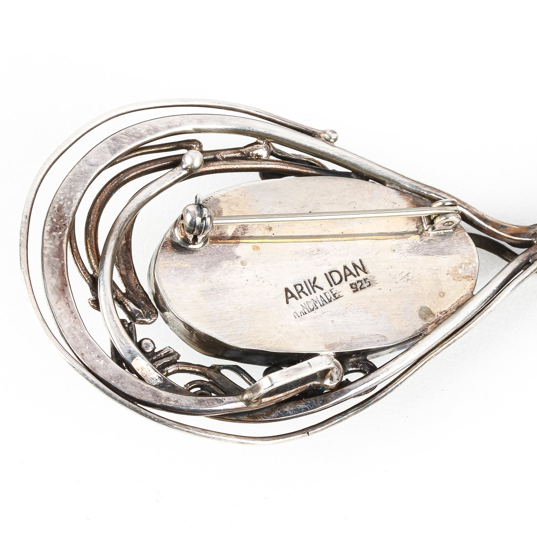 ARIK IDAN Sterling Silver Grey Mabé Pearl Pin Pendant Necklace