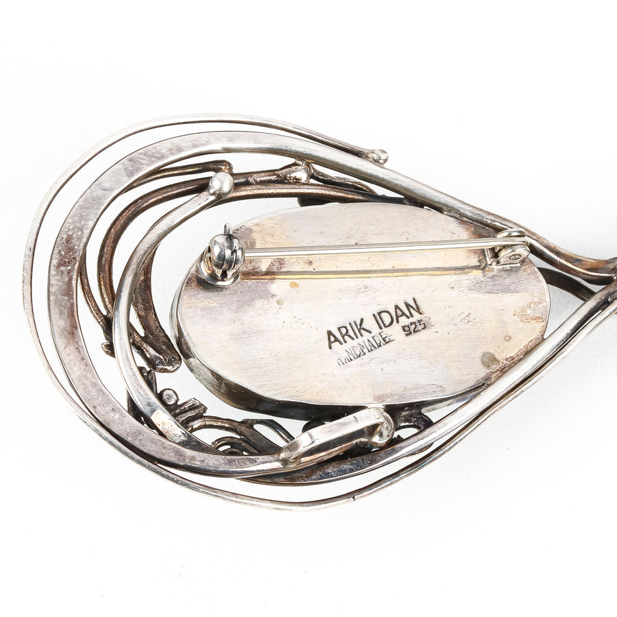 ARIK IDAN Sterling Silver Grey Mabé Pearl Pin Pendant Necklace