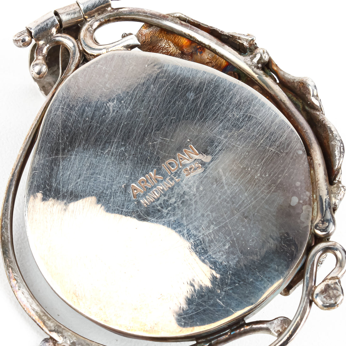 ARIK IDAN Sterling Silver Pearl Blue Roman Glass Pin Pendant
