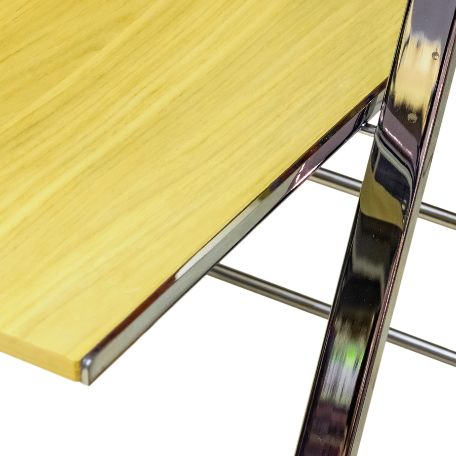 ARRMET Area Declic Chrome & Blonde Wood Folding Chairs - Set of 4