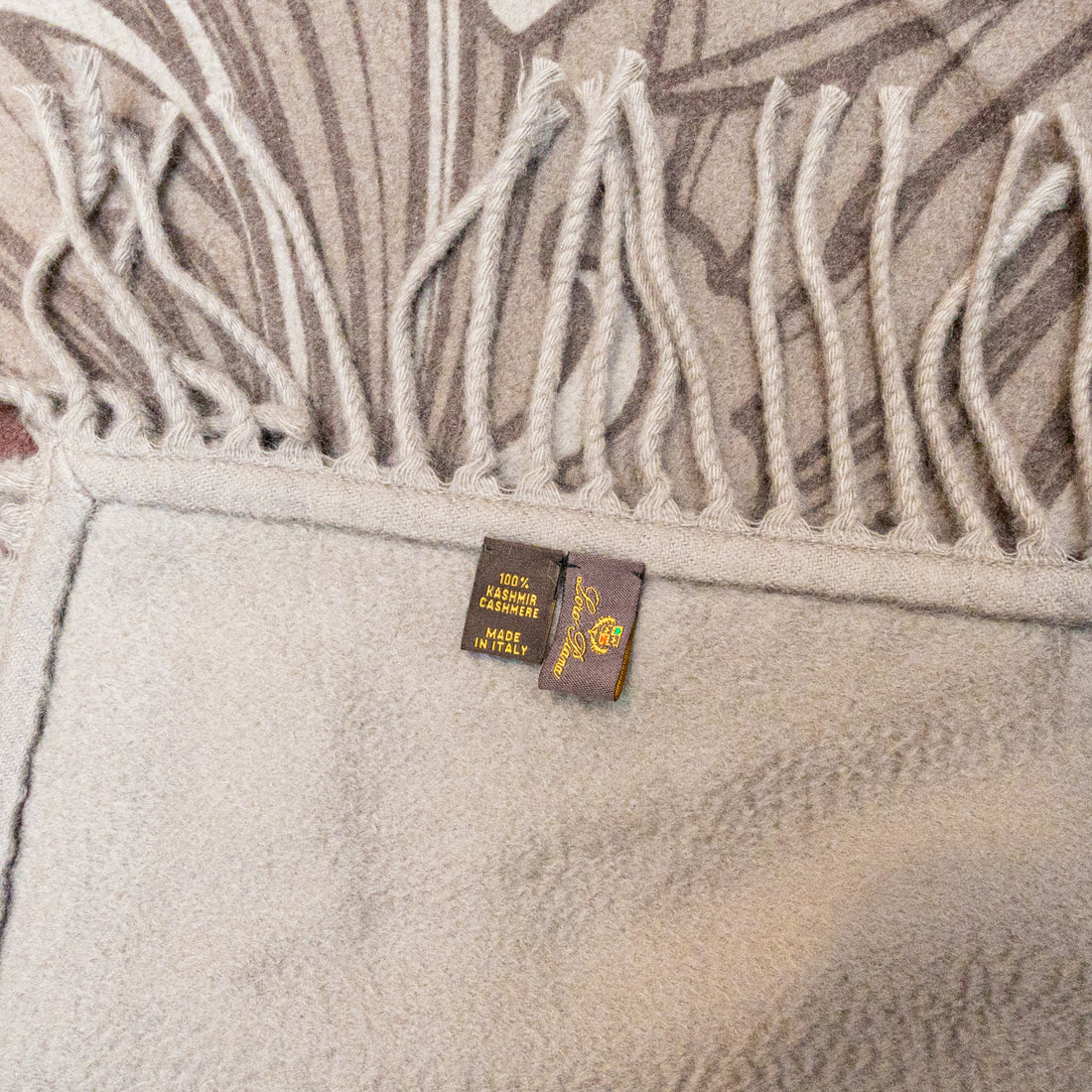 LORO PIANA Grey Swirl Cashmere Square Shawl