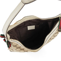 GUCCI 162895 Shoulder Bag - GG Canvas & White Leather