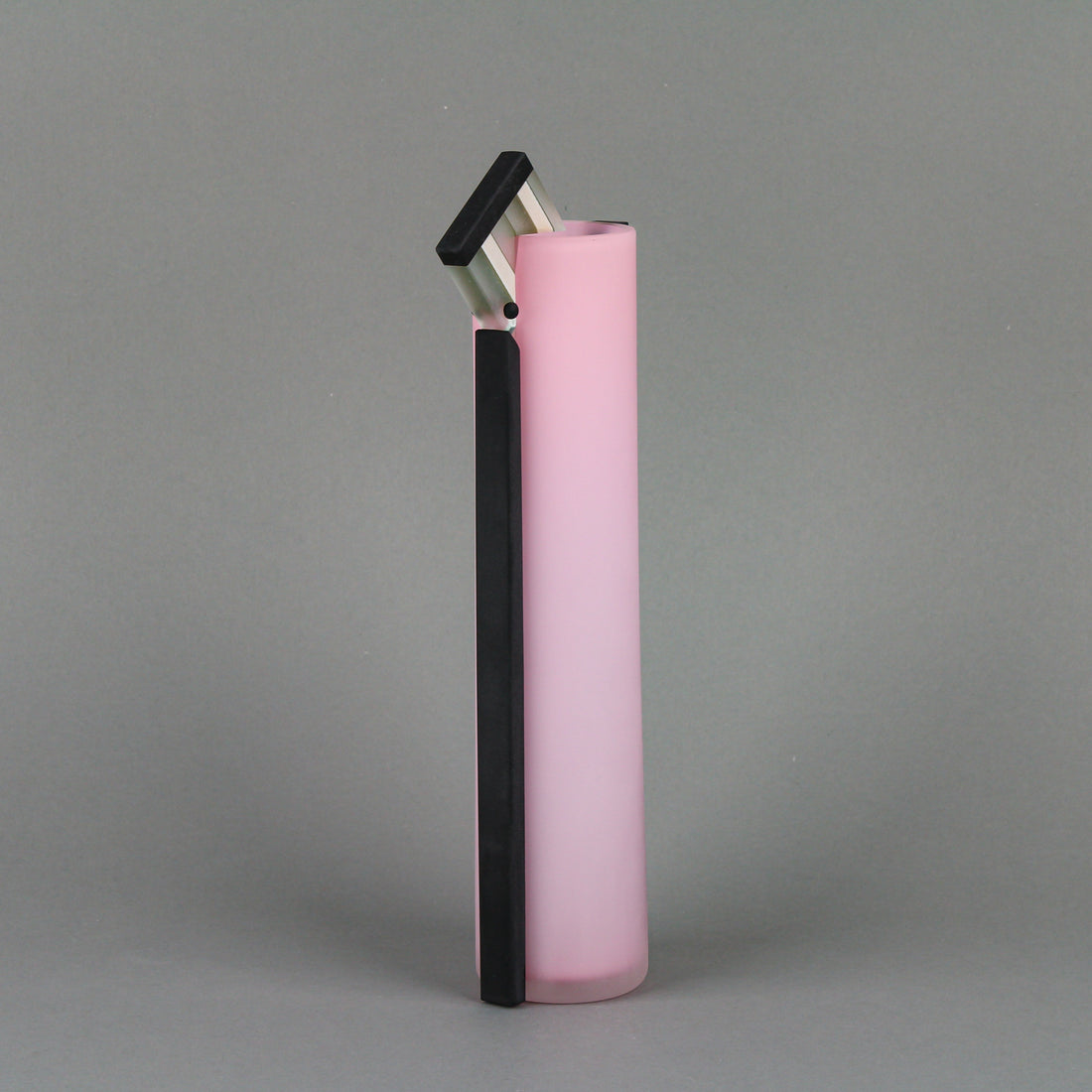 Ruth Thiessen Art Deco Cylindrical Art Glass Vase - Pink