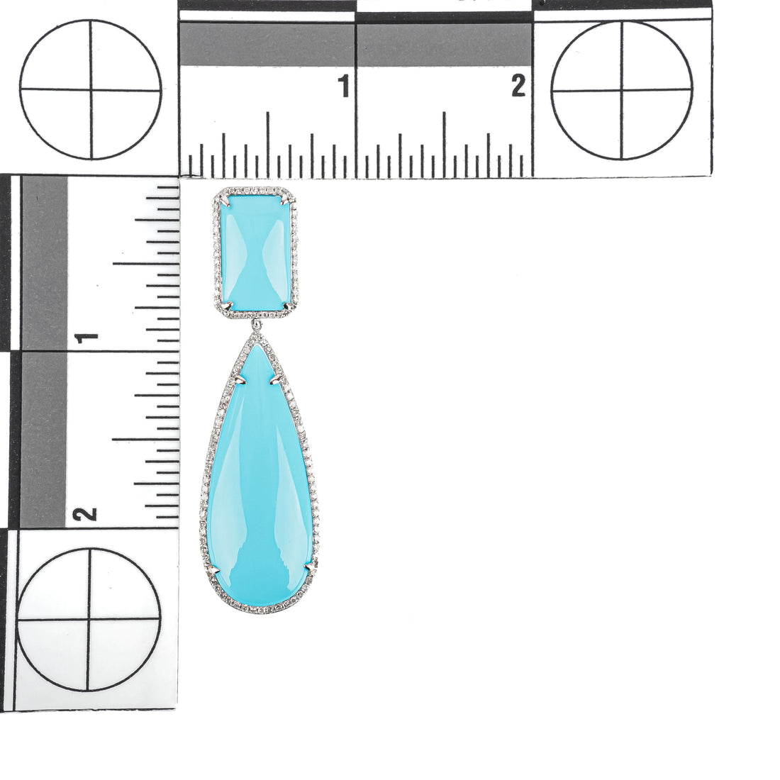 14K White Gold Diamond Blue Chalcedony Drop Earrings