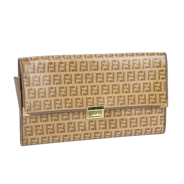 FENDI Zucchino Coated Canvas Travel Document Clutch
