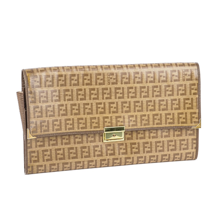 FENDI Zucchino Coated Canvas Travel Document Clutch