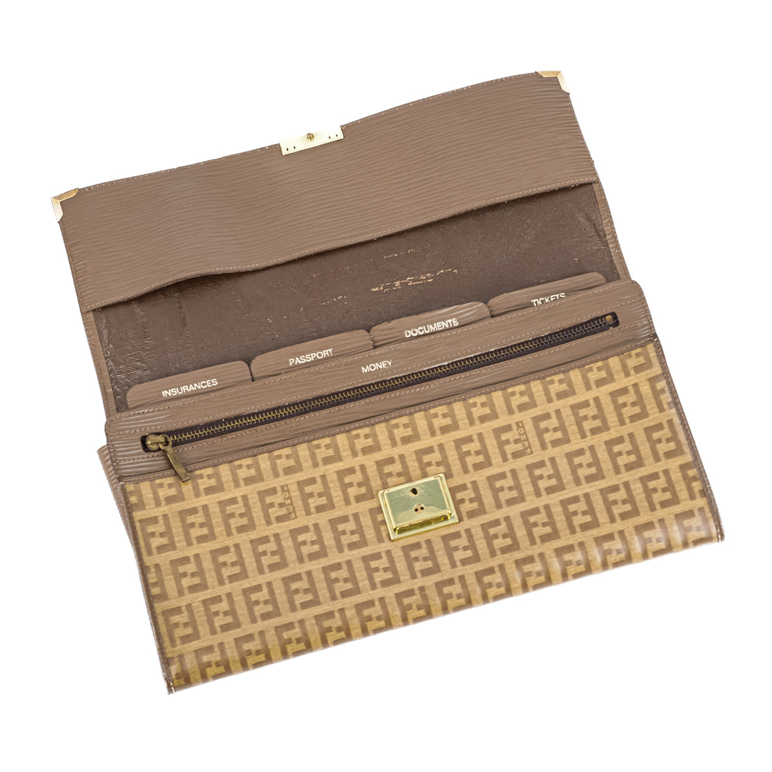 FENDI Zucchino Coated Canvas Travel Document Clutch