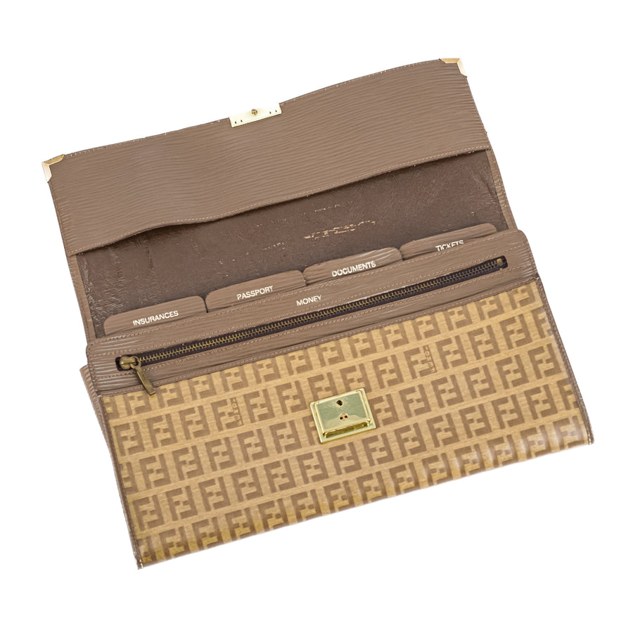 FENDI Zucchino Coated Canvas Travel Document Clutch