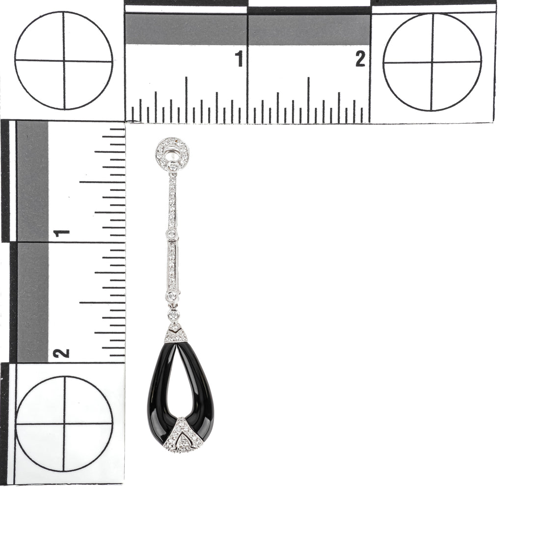 18K White Gold Diamond Onyx Convertible Drop Earrings