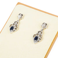 14K White Gold Blue Sapphire Diamond Drop Earrings