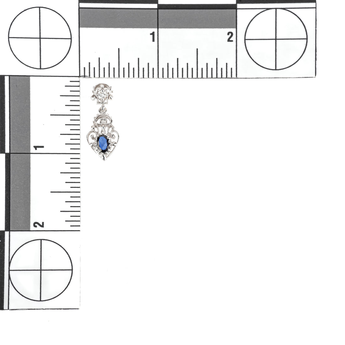 14K White Gold Blue Sapphire Diamond Drop Earrings
