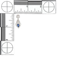 14K White Gold Blue Sapphire Diamond Drop Earrings