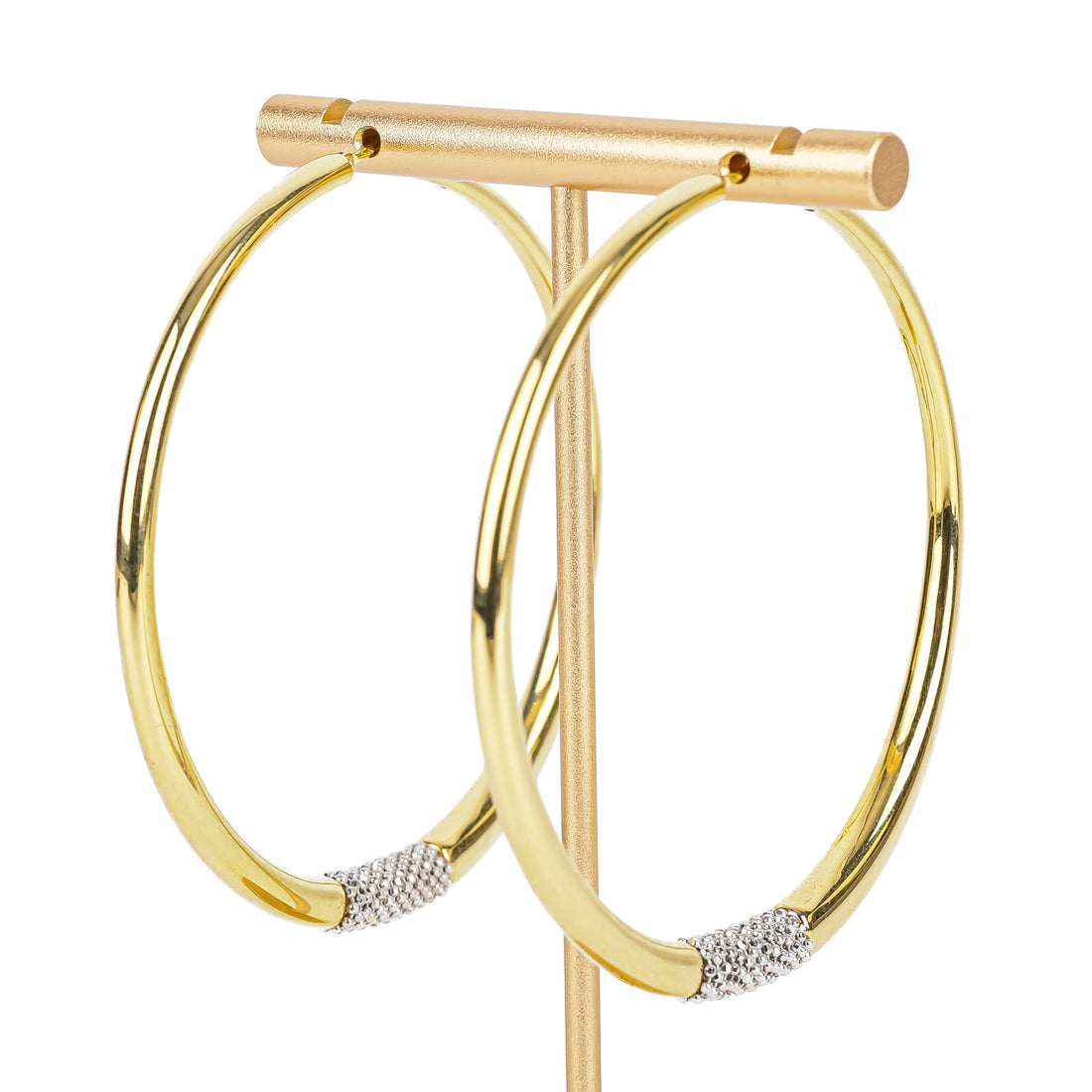 18K Yellow & White Gold Hoop Earrings
