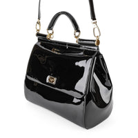 DOLCE GABBANA Sicily Handbag - Black Patent Leather