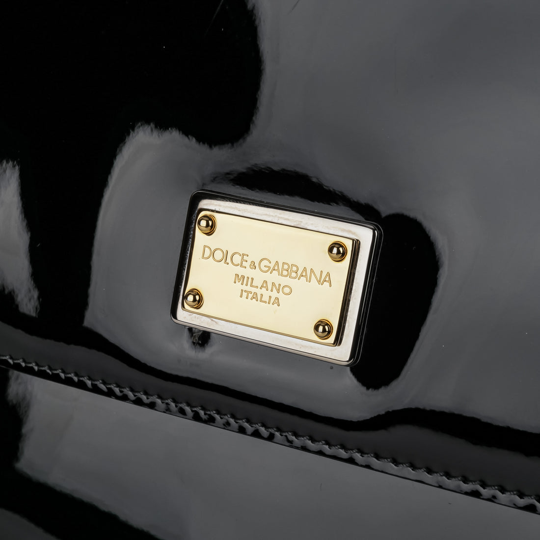 DOLCE GABBANA Sicily Handbag - Black Patent Leather