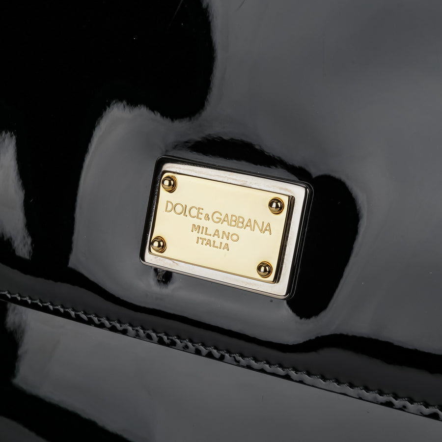 DOLCE GABBANA Sicily Handbag - Black Patent Leather