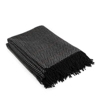 HERMES Wool Cashmere Chevron Throw Blanket - Black Grey Red