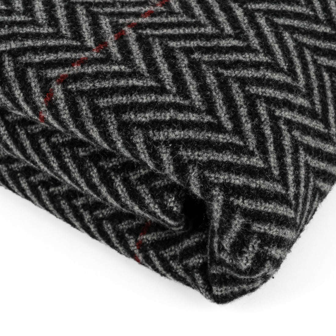 HERMES Wool Cashmere Chevron Throw Blanket - Black Grey Red
