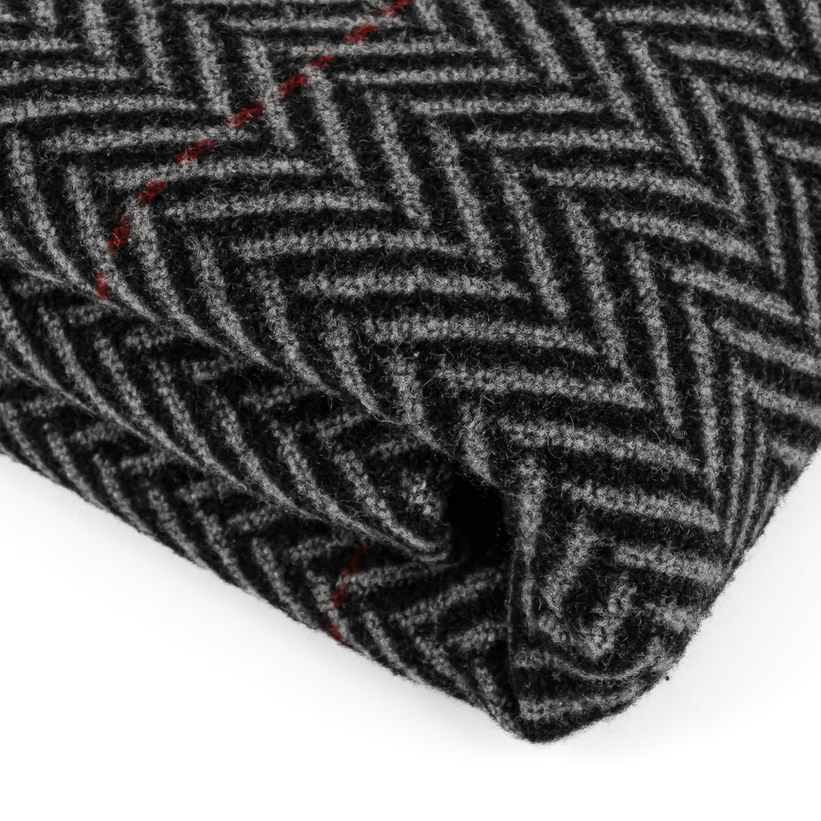 HERMES Wool Cashmere Chevron Throw Blanket - Black Grey Red