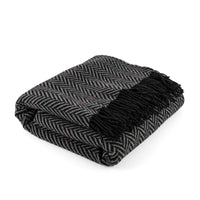 HERMES Wool Cashmere Chevron Throw Blanket - Black Grey Red