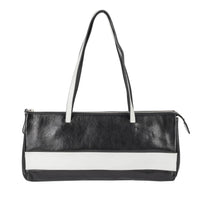 MIU MIU Black White Leather Shoulder Bag