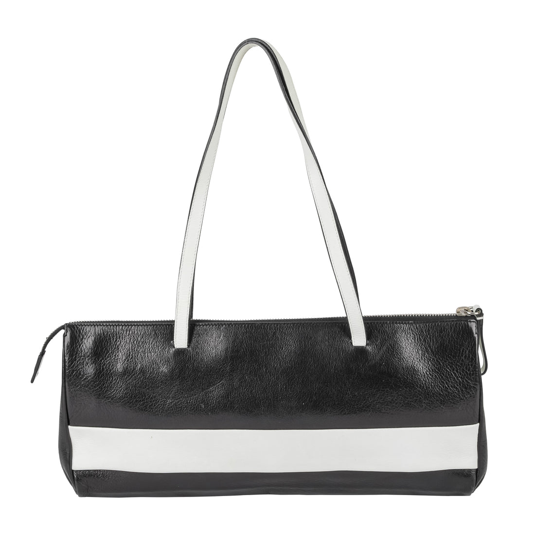 MIU MIU Black White Leather Shoulder Bag