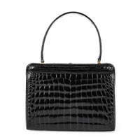 Vintage Black Patent Crocodile Handbag