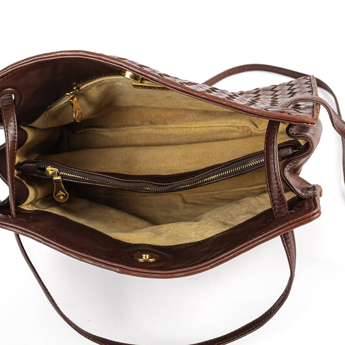 BOTTEGA VENETA Brown Intrecciato Leather Shoulder Bag