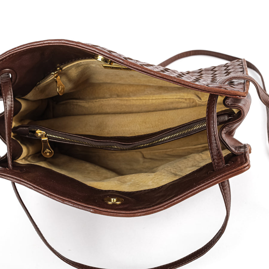 BOTTEGA VENETA Brown Intrecciato Leather Shoulder Bag
