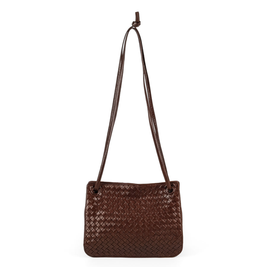 BOTTEGA VENETA Brown Intrecciato Leather Shoulder Bag