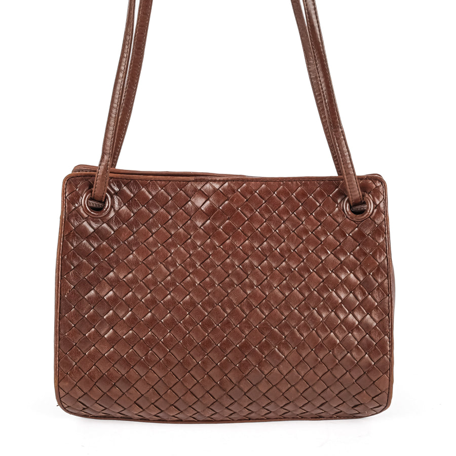 BOTTEGA VENETA Brown Intrecciato Leather Shoulder Bag