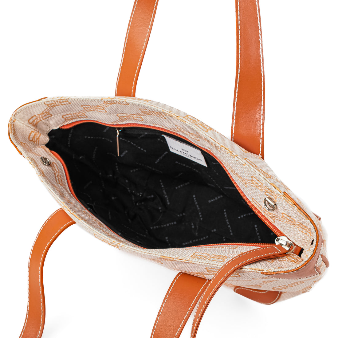 BALENCIAGA Orange Monogram Canvas Leather Shoulder Bag