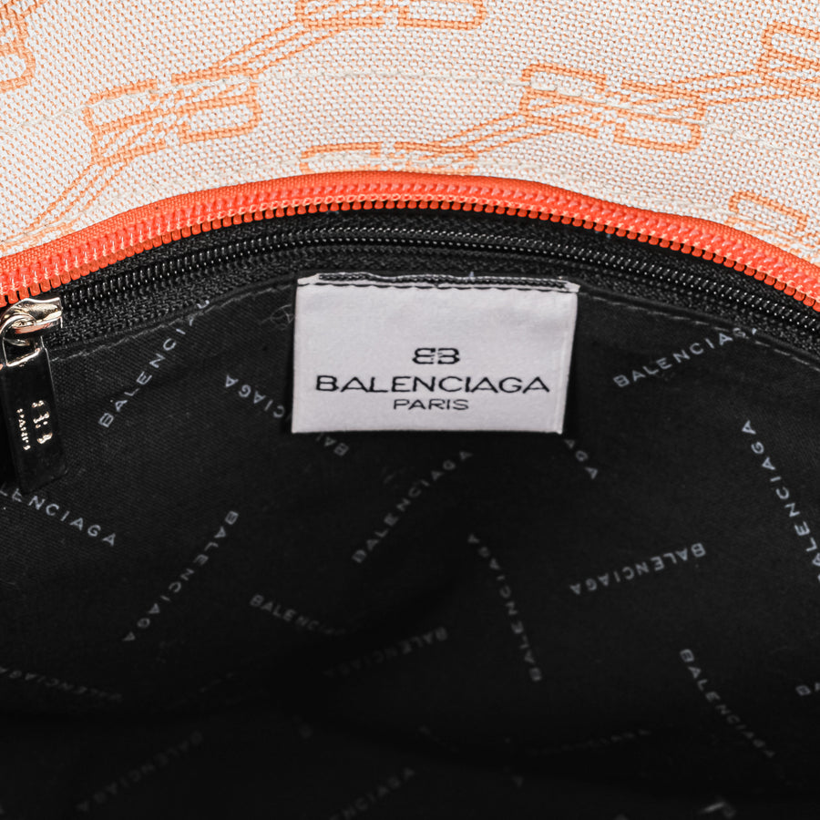 BALENCIAGA Orange Monogram Canvas Leather Shoulder Bag