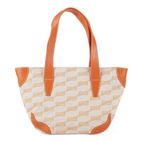 BALENCIAGA Orange Monogram Canvas Leather Shoulder Bag
