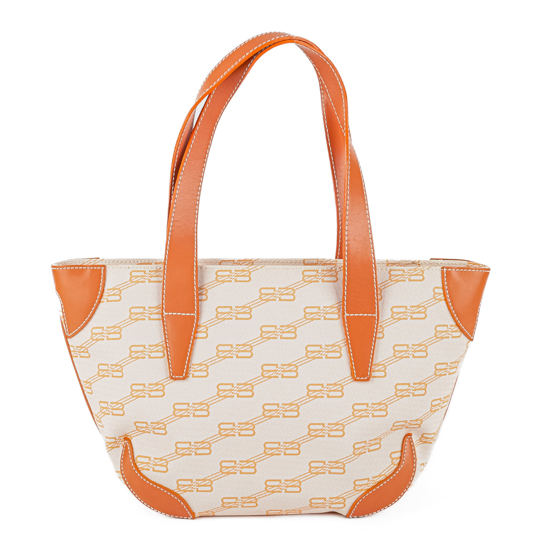 BALENCIAGA Orange Monogram Canvas Leather Shoulder Bag
