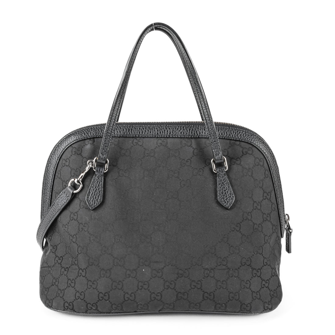 GUCCI 420023 Black GG Canvas Dome Satchel