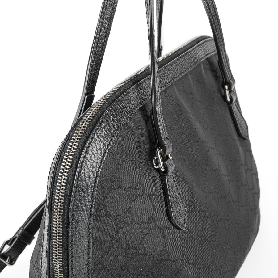 GUCCI 420023 Black GG Canvas Dome Satchel