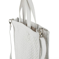 LA CANADIENNE White Leather Woven Tote Bag