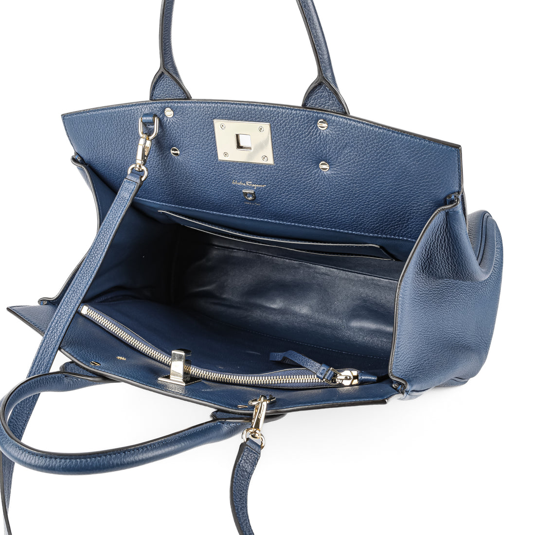 SALVATORE FERRAGAMO Studio Bag - Blue Leather