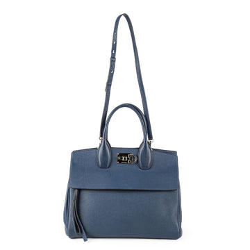 SALVATORE FERRAGAMO Studio Bag - Blue Leather